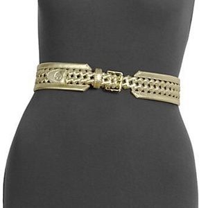 Tory Burch metallic gold woven leather belt xs/s